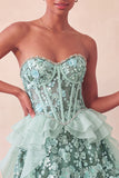 Sage Green Sweetheart Corset A-line Krótka sukienka na homecoming z cekinami