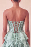 Sage Green Sweetheart Corset A-line Krótka sukienka na homecoming z cekinami