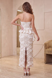 Sweetheart Apricot Bodycon z falbanami w stylu midi Formal Dress z rozcięciem