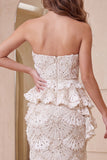 Sweetheart Apricot Bodycon z falbanami w stylu midi Formal Dress z rozcięciem