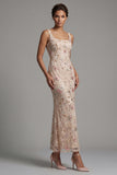 Mermaid Blush z kwadratowym dekoltem i koralikami Midi Mother Of the Bride Dress