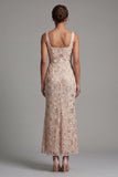 Mermaid Blush z kwadratowym dekoltem i koralikami Midi Mother Of the Bride Dress