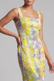 Mermaid Blush z kwadratowym dekoltem i koralikami Midi Mother Of the Bride Dress