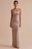 Sukienka maxi w kolorze syreny Dusty Rose Satin Spaghetti Straps i szalik na szyję