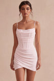 Body-overset Spaghetti Straps Little White Dress