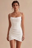 Body-overset Spaghetti Straps Little White Dress
