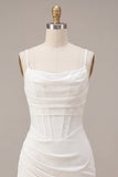 Body-overset Spaghetti Straps Little White Dress