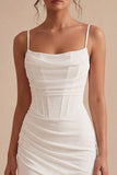 Body-overset Spaghetti Straps Little White Dress
