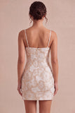 Mini sukienka z żardem w kolorze kości słoniowej Bodycon Spaghetti Strings Spaghetti Plaster Corps