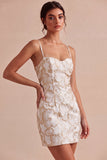 Mini sukienka z żardem w kolorze kości słoniowej Bodycon Spaghetti Strings Spaghetti Plaster Corps