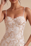 Mini sukienka z żardem w kolorze kości słoniowej Bodycon Spaghetti Strings Spaghetti Plaster Corps