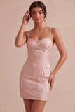 Mini sukienka z żardem w kolorze kości słoniowej Bodycon Spaghetti Strings Spaghetti Plaster Corps