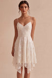 Mini sukienka w kształcie kwiatów w kolorze A-Line Ivory Spaghetti Straps