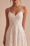Mini sukienka w kształcie kwiatów w kolorze A-Line Ivory Spaghetti Straps