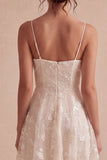 Mini sukienka w kształcie kwiatów w kolorze A-Line Ivory Spaghetti Straps