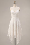 Mini sukienka w kształcie kwiatów w kolorze A-Line Ivory Spaghetti Straps
