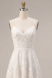 Mini sukienka w kształcie kwiatów w kolorze A-Line Ivory Spaghetti Straps