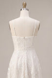 Mini sukienka w kształcie kwiatów w kolorze A-Line Ivory Spaghetti Straps