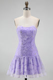 Różowa sukienka na bal do domu bez ramiączek i perłowych perłów w kształcie perły