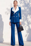 Berlin Blue Pantsuits – dwuczęściowe garnitury z długim rękawem i guzikami dla kobiet