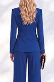 Berlin Blue Pantsuits, dekolt w serek, marszczone długie damskie garnitury