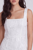 Bodycon Kwiecista Sukienka z kwadratowym dekoltem i małą białą sukienią