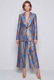Blue, dwuczęściowe garnitury z jednym guzikiem Peak Lapel Blue