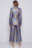 Blue, dwuczęściowe garnitury z jednym guzikiem Peak Lapel Blue