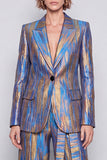 Blue, dwuczęściowe garnitury z jednym guzikiem Peak Lapel Blue