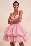 Różowa sukienka na balbaniany i krótkie suknie na powrót do szkoły z falbanami i fabankami