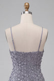 Bodycon w kolorze Dusty Lavender Floral Spaghetti Strips Krótka Sukienka na Homecoming z falbanami