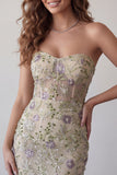 Sweetheart Dusty Sage bodycon Floweral świątowy surset krótki suknia na homecoming z koralikami