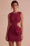 Bodycon z okrągłym dekoltem, biała sukienka z kokardą
