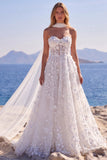 Biały gorset z tiulu A-line Sweetheart Sweetlike Girlable Long Wedding Dress