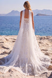 Biały gorset z tiulu A-line Sweetheart Sweetlike Girlable Long Wedding Dress