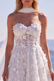 Biały gorset z tiulu A-line Sweetheart Sweetlike Girlable Long Wedding Dress