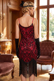 Błyszczące cekiny Bodycon sukienka midi z lat 20. XX wieku z frędzlą