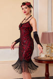 Błyszczące cekiny Bodycon sukienka midi z lat 20. XX wieku z frędzlą