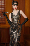 Błyszcząca sukienka z długimi cekinami w stylu Great Gatsby Flapper z lat 20.