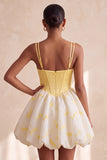 Żółty gorset w kształcie kroni A A Sweetheart Bubble Hedge Short Dress Short Dress z cyrkrysztami