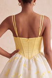 Żółty gorset w kształcie kroni A A Sweetheart Bubble Hedge Short Dress Short Dress z cyrkrysztami