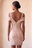 Blush Bodycon Cold Shoulder Kwiatowe krótkie suknie na homecoming z haftem