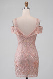 Blush Bodycon Cold Shoulder Kwiatowe krótkie suknie na homecoming z haftem