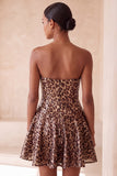 Glam Leopard Sequin bez ramiączek i mini sukienka na powrót do domu