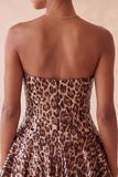 Glam Leopard Sequin bez ramiączek i mini sukienka na powrót do domu