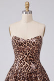Glam Leopard Sequin bez ramiączek i mini sukienka na powrót do domu