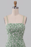 Zielony Sukienka Ołówkowa Krótkie Błyszcząca Sukienka Koktajlowa Sukienka z Cekinami