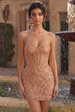 Bodycon Pearl Corset bez ramiączek i krótki bal na bal