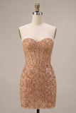 Bodycon Pearl Corset bez ramiączek i krótki bal na bal