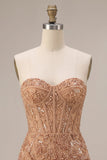 Bodycon Pearl Corset bez ramiączek i krótki bal na bal